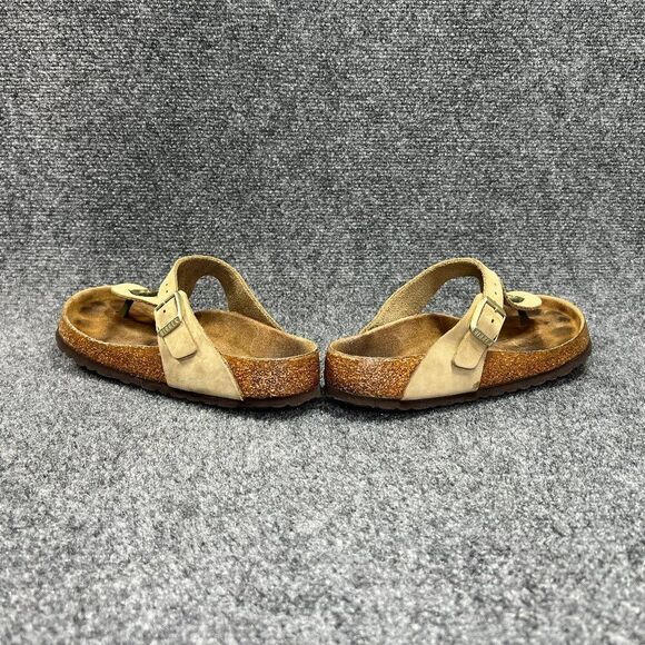 Birkenstock Gizeh Sandals Women's Size 7 Tan Leather Toe Post Comfort Flip Flops - Picture 6 of 12